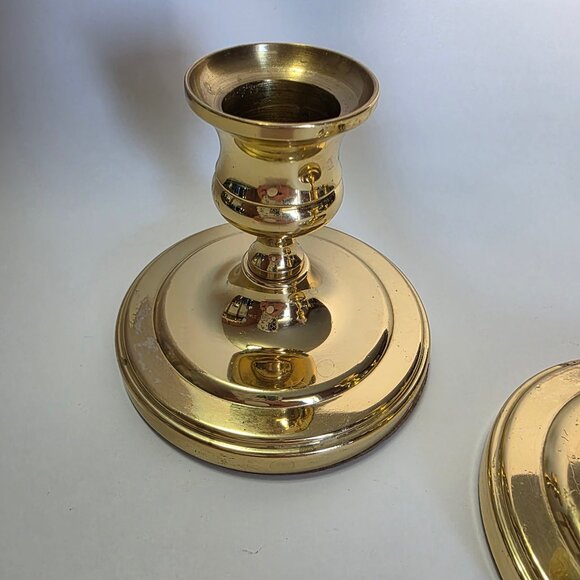 Vintage Solid Brass Baldwin Brass Candlestick Holders 3”, Set of 4 - Picture 4 of 13
